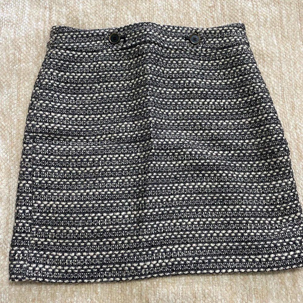 Loft Black & White Woven Pencil Skirt